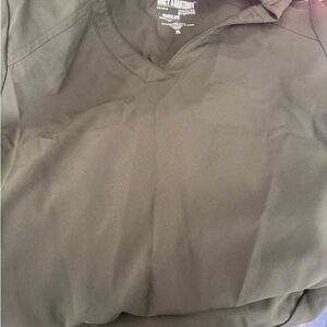 Olive Green V-Neck Scrub Top and pants
